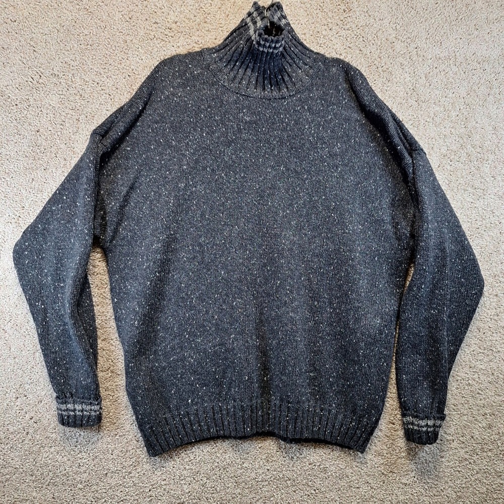 Trader Bay Sweater Mens 2XLT Charcoal Gray Mock Neck Speckled Knit Pullover Tall